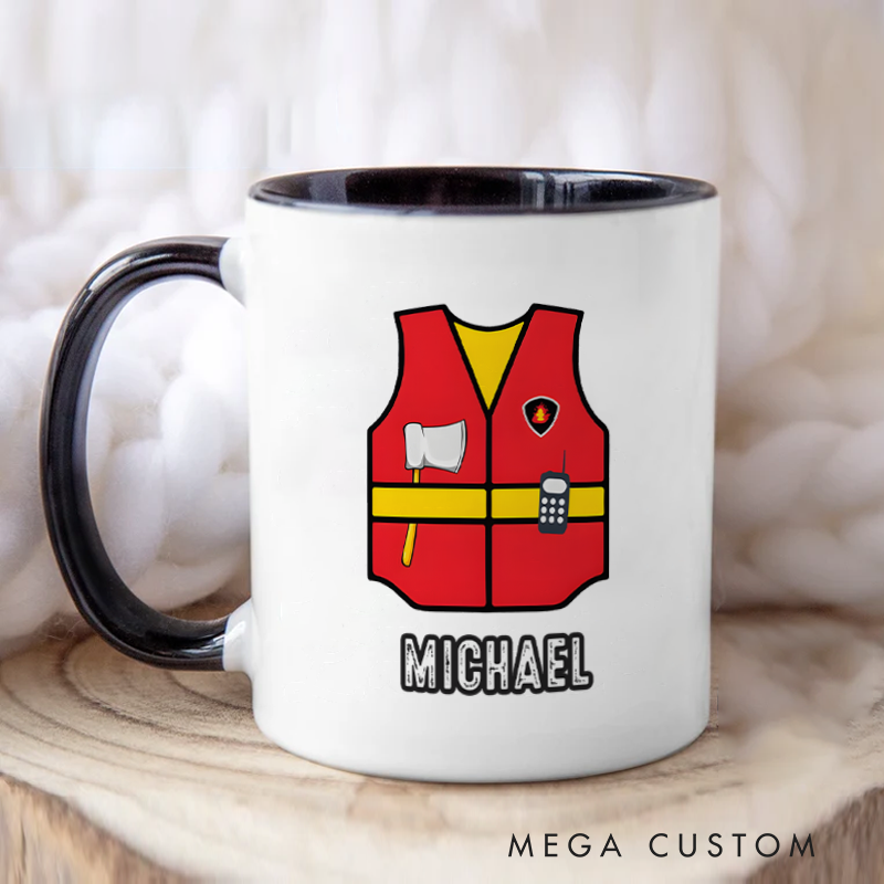Personalized Firefighter Mugs Firefighter Safety Vest Design Coffee Mug Gift