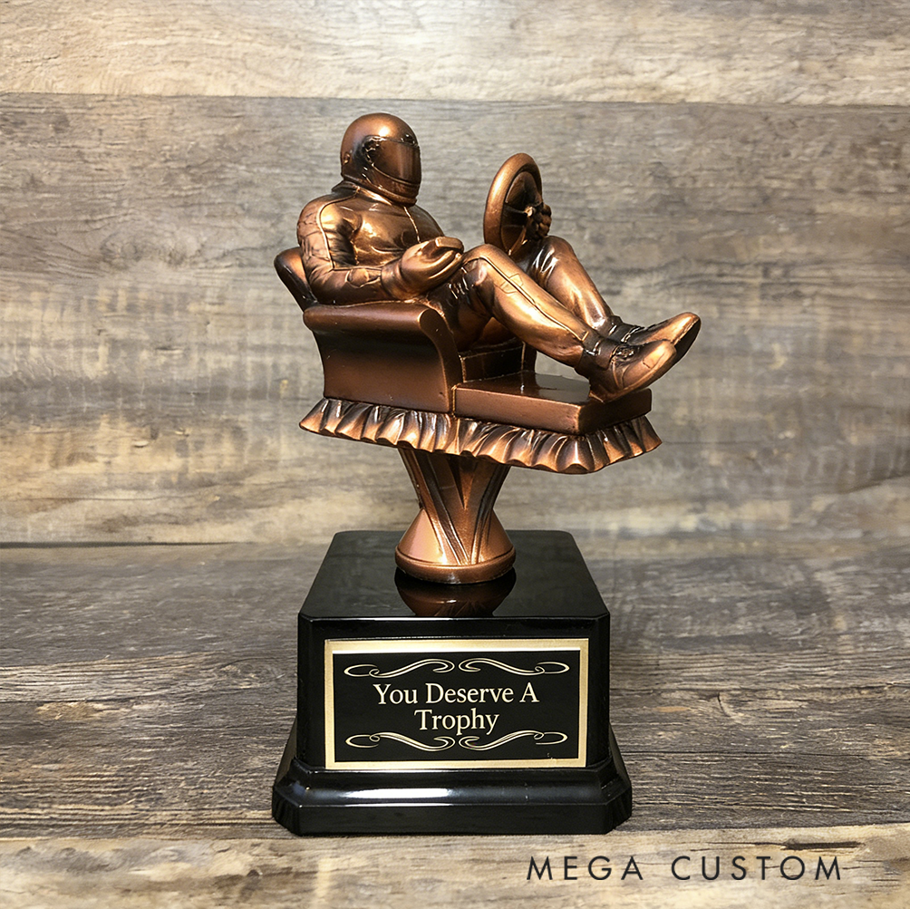Personalized Relaxing Racer Trophy Unique Gift for Motorsport Enthusiasts
