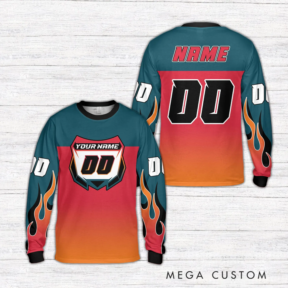Personalized Motocross Racing Jersey Personalized Off-Road Mesh Knit Shirt for Riders Gift