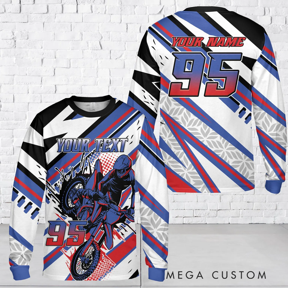 Personalized Motocross Racing Jersey Custom Mesh Knit Off-Road Shirt with Rider Graphics