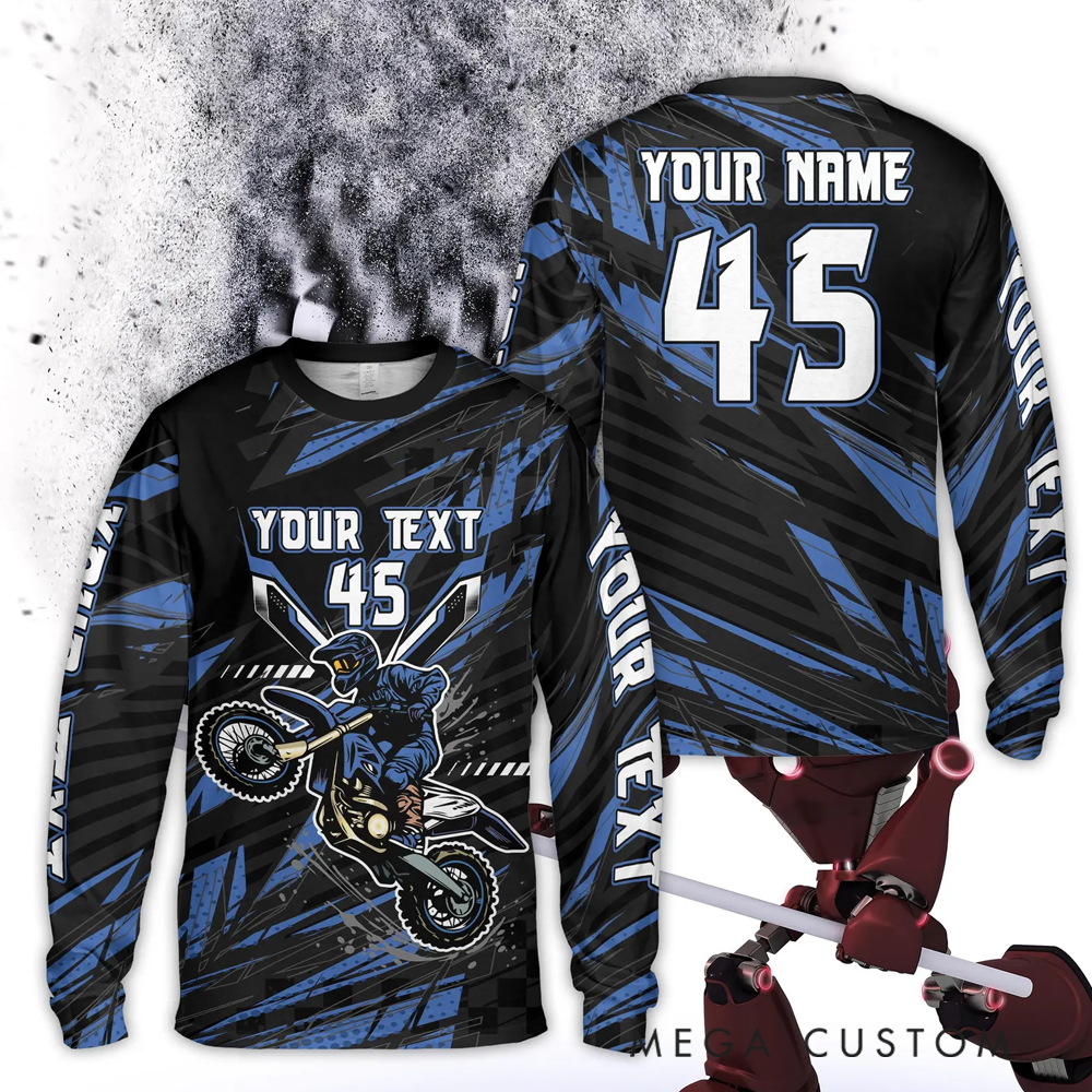 Personalized Motocross Racing Jersey Custom Mesh Knit Off-Road Shirt with Dynamic Rider Design