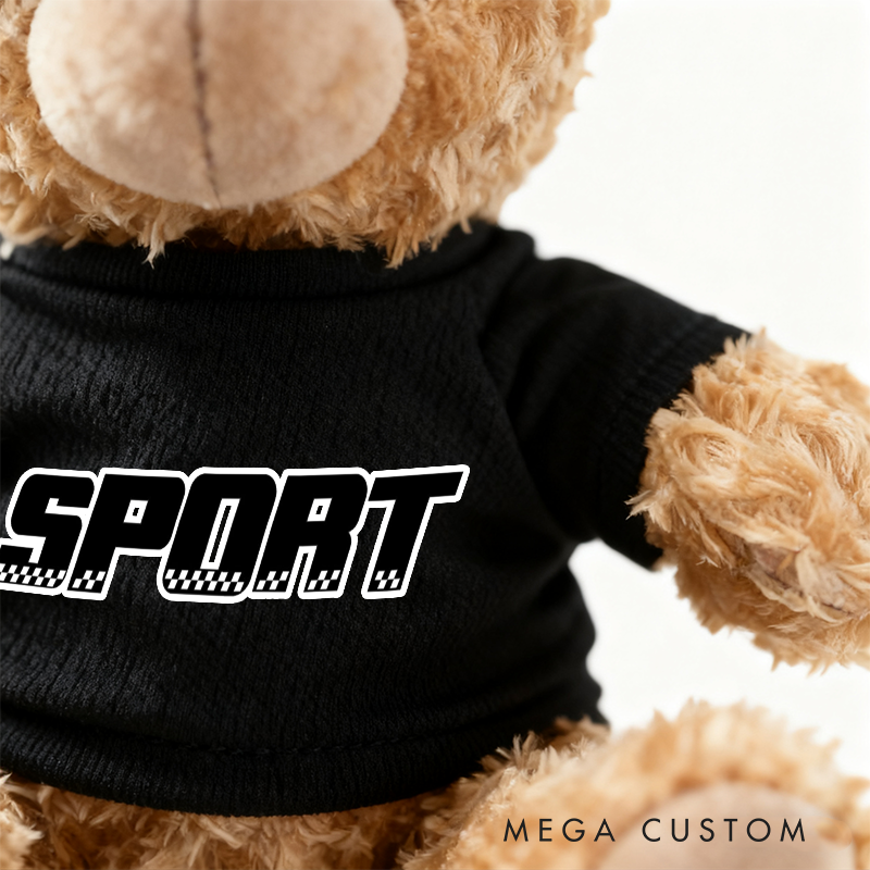 Personalized Brown Bear Plush Toy Custom Text Racing Holiday Gift