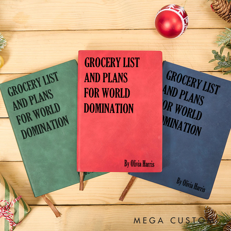 Personalized Funny Sarcastic Notebook Grocery List and Plans for World Domination Office Coworker Gift