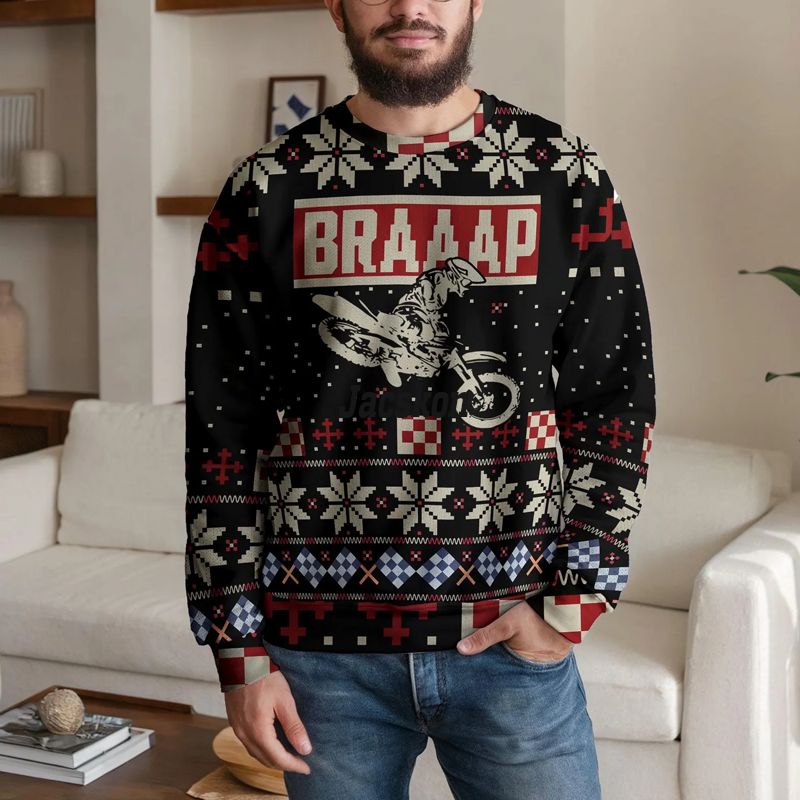 Personalized Dirt Bike Custom textUgly Christmas Sweater Perfect Holiday Gift for Motocross Enthusiasts