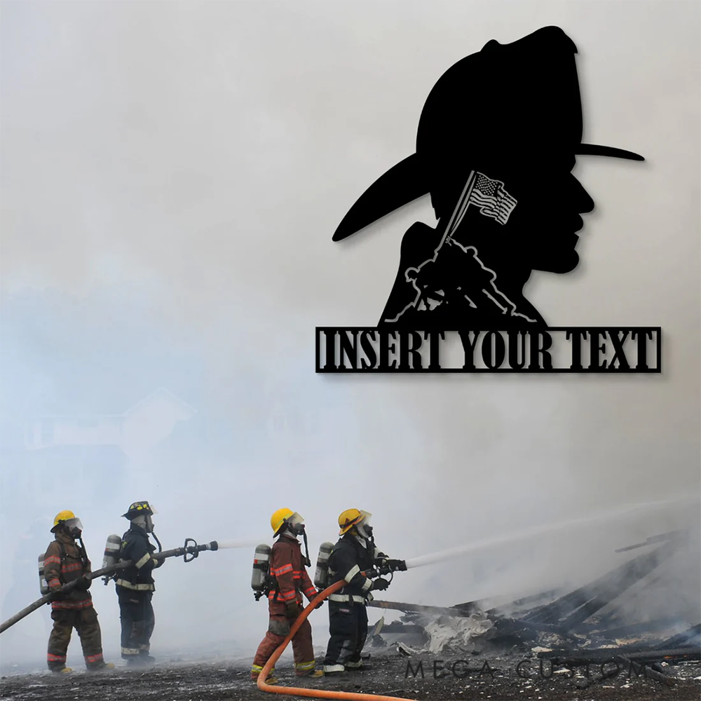 Personalized Firefighter Wall Art Gift Custom Metal Silhouette Design Gift