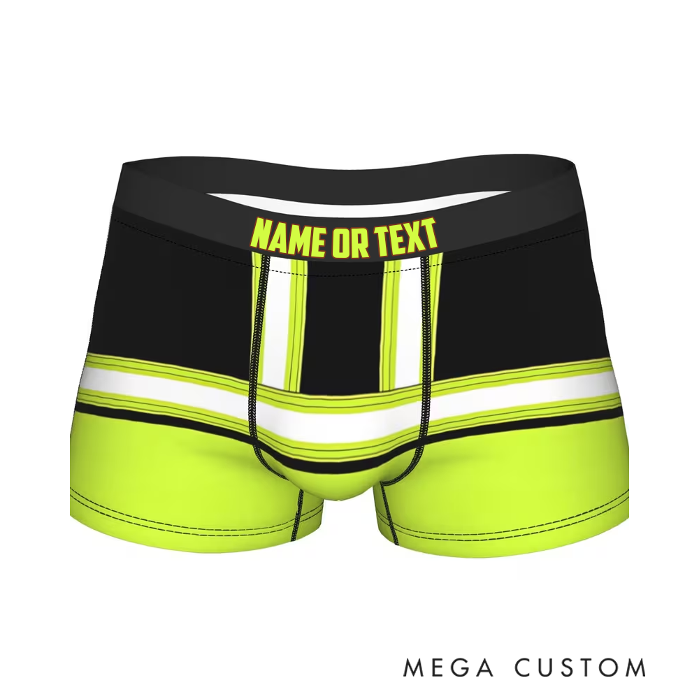 Personalized Firefighter Men's Boxer Briefs Custom Name and Reflective Gear Design Firefighter Gift