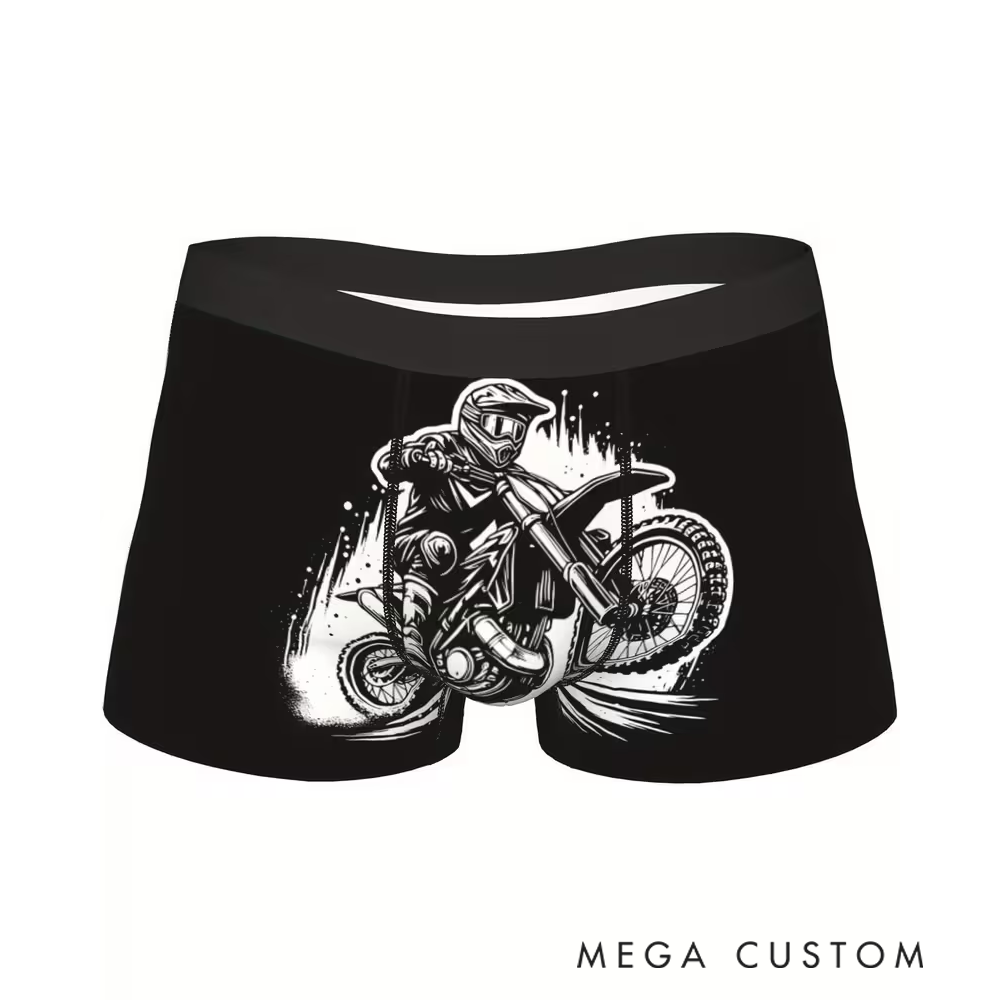 Personalized Motorcycle Enthusiast Men's Boxer Briefs Custom Photo Design Gift