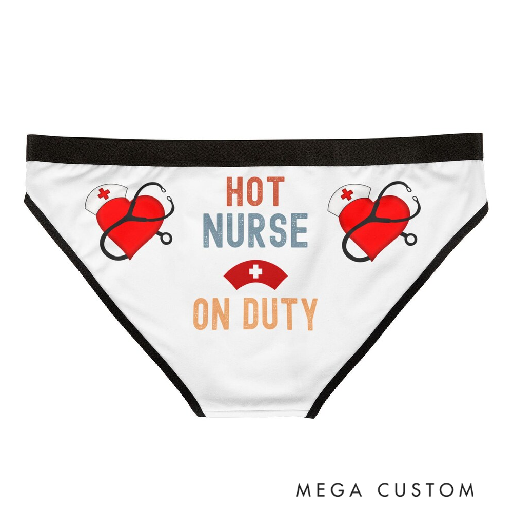 Personalized Women's Nurse Themed Underwear Custom Name with Nurse Hat and Heart Design Gift