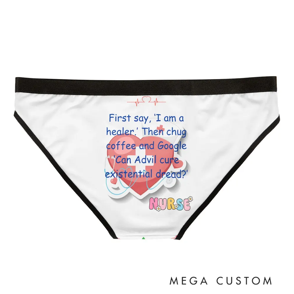 Personalized Women's Nurse Themed Underwear with Funny Quote and Heart Design Gift