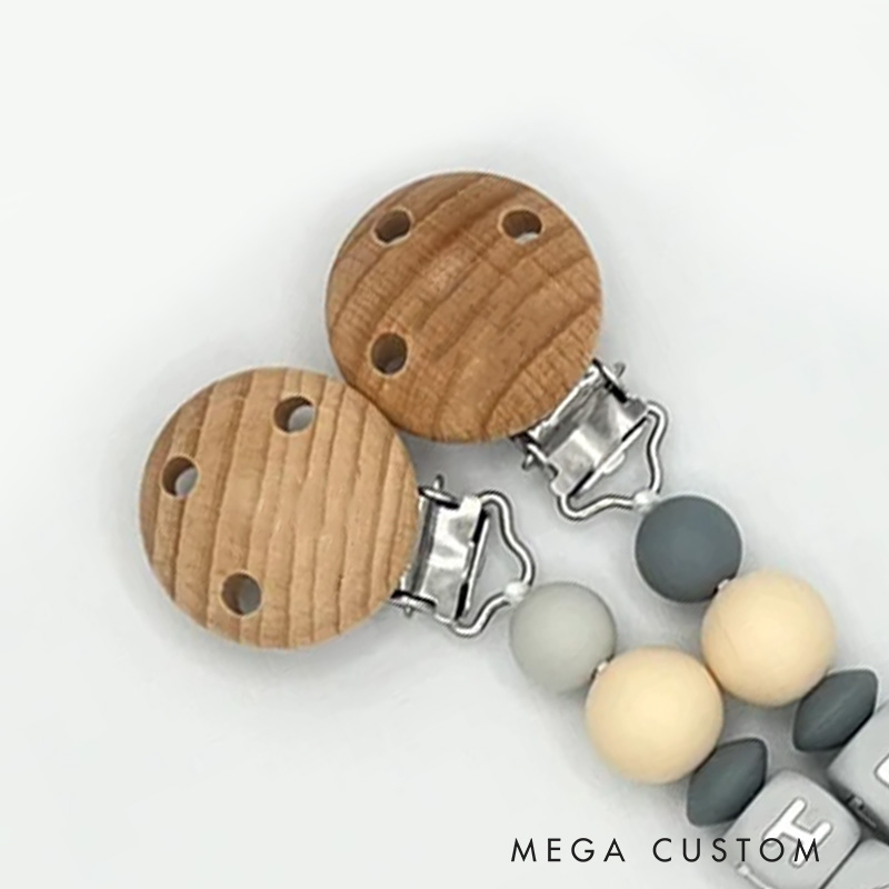 Personalized Baby Name Bead Soother Holders Pacifiers and Clips Gift for New Baby