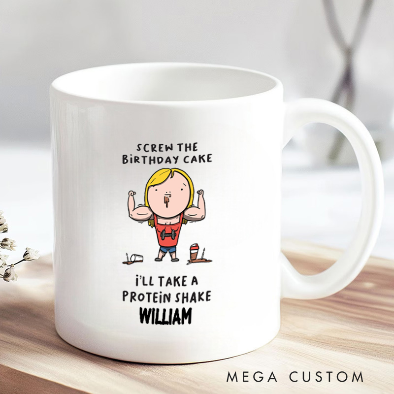 Personalized Gym Lover Fitness Cartoon Coffee for Him Design with Custom Word Mug