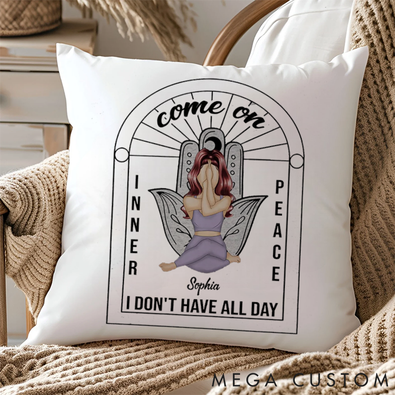 Personalized Yoga Pillow Come On Inner Peace Design Custom Name Yoga Pillows Gift Idea for Yoga Lover