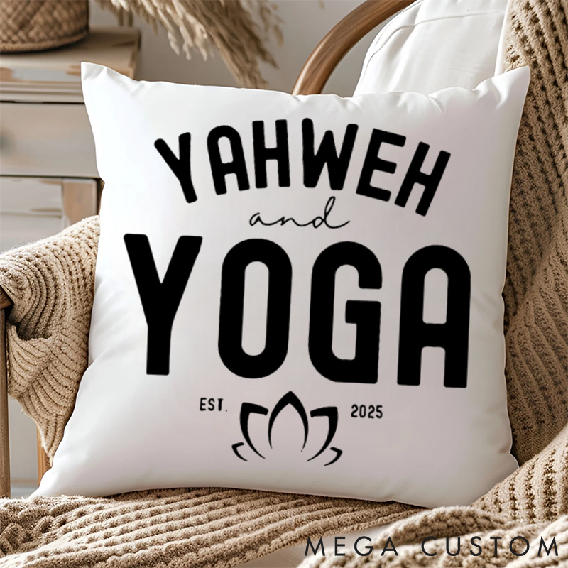 Personalized Yoga Pillows Yahweh and Yoga Design Custom Time Yoga Pillows Gift Idea for Yoga Lover