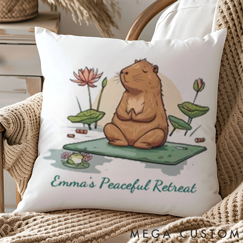Personalized Yoga Pillows with Meditating Frog and Lotus Pattern Custom Name Yoga Pillows Gift Idea for Yoga Lover