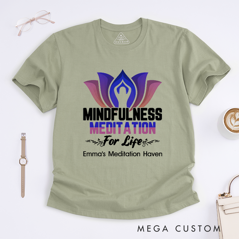 Personalized Mindfulness Meditation For Life T-Shirt Yoga Pose T-Shirt Yoga Mandala T-Shirt Lotu Yoga Pose T-Shirt