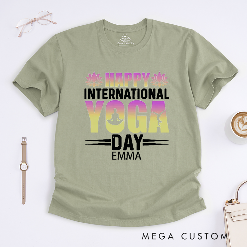 Personalized Happy International Yoga Day T-Shirt Lotus T-Shirt Yoga Lover T-Shirt Mandala T-Shirt Meditating Gift