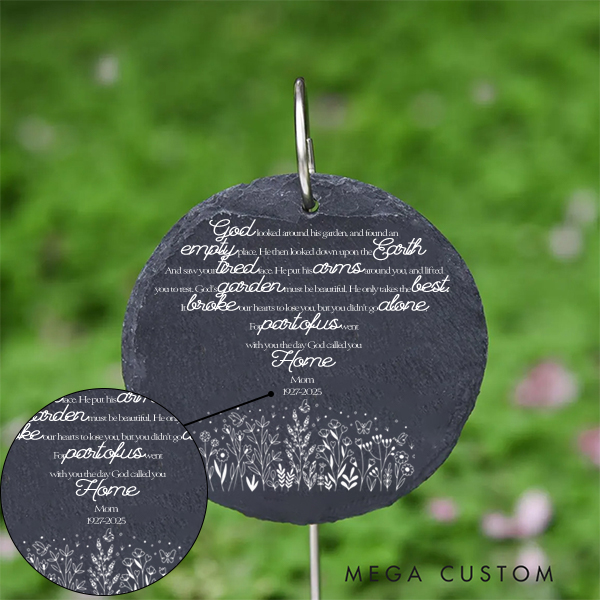 Personalized God's Garden Decoration Slate Grave Marker with Name and Date Christian Gift Religious Gift Grave Decoration