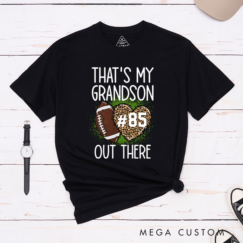 Personalized Leopard Print American Football and Rugby T-Shirts for Grandma T-Shirts with Custom Number
