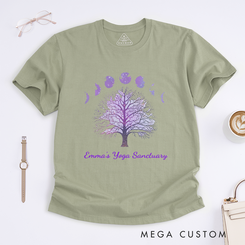 Personalized Tree of Life Yoga T-Shirt Moon Phases T-Shirt Yoga Gift Meditation T-Shirt Yoga T-shirt Yoga Instructor Gift for Yoga Lover