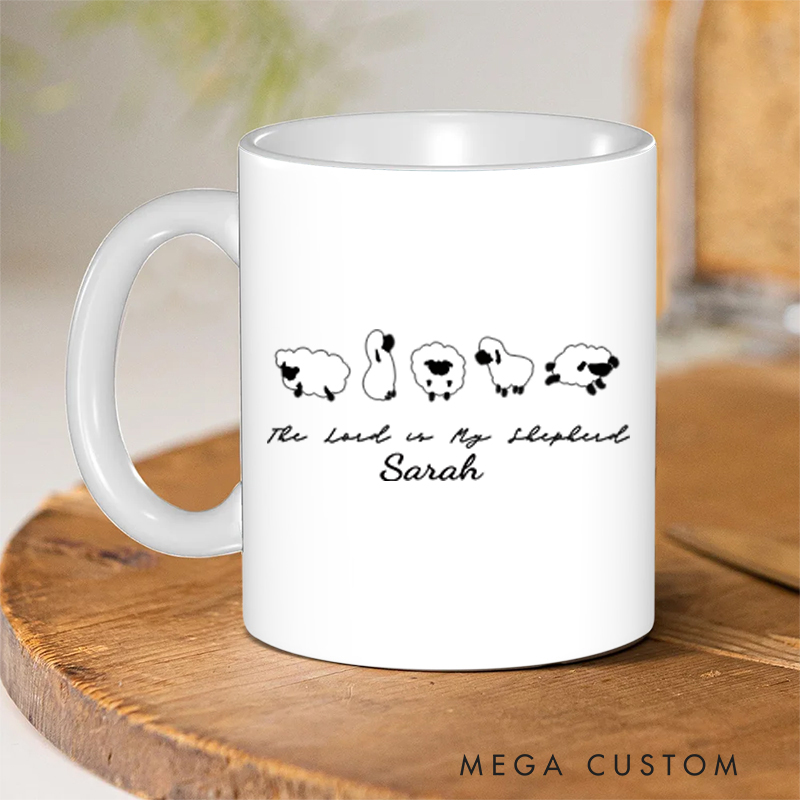Personalized The Lord is My Shepherd Bible Verse Jesus Ceramic Mug with Name Christmas Gift for Christians Baptism and Birthday Gift for Christians