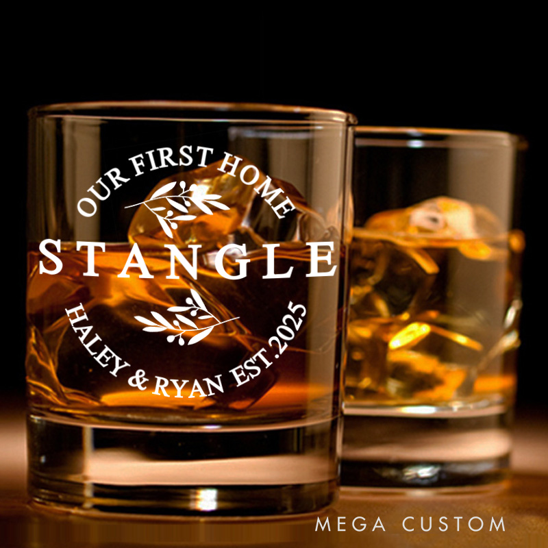 Personalized Our First Home Whiskey Glass with Name Engraved Wedding Housewarming Gift for Groom 300 ML Wine Glass New Home Moving House Gift