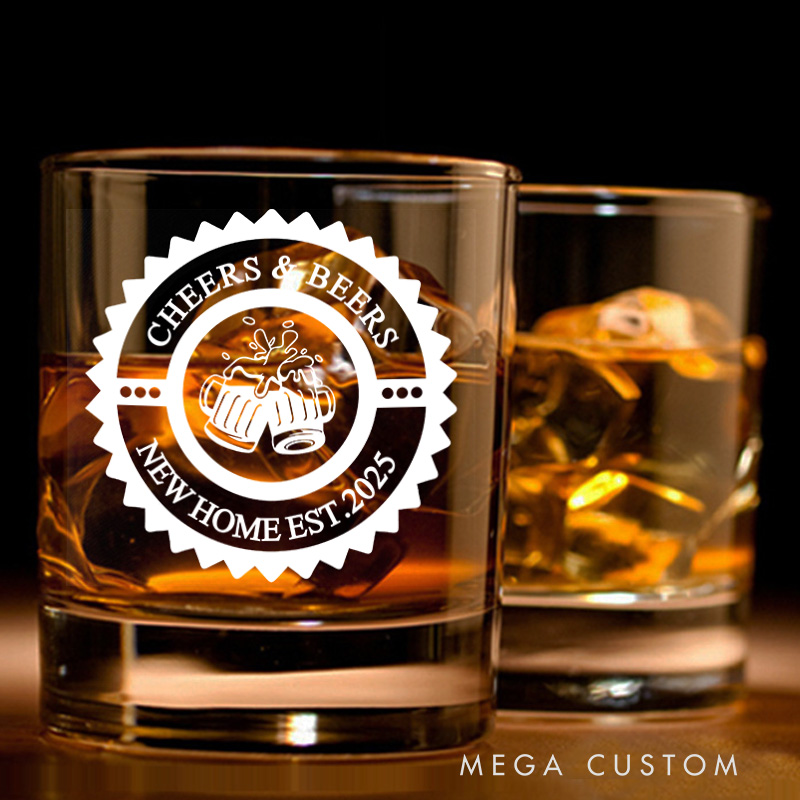 Personalized New Home Whiskey Glass Engraved Cheers and Beers Wedding Housewarming Gift 300ml Wine Glass New House Moving House Gift for Him Her