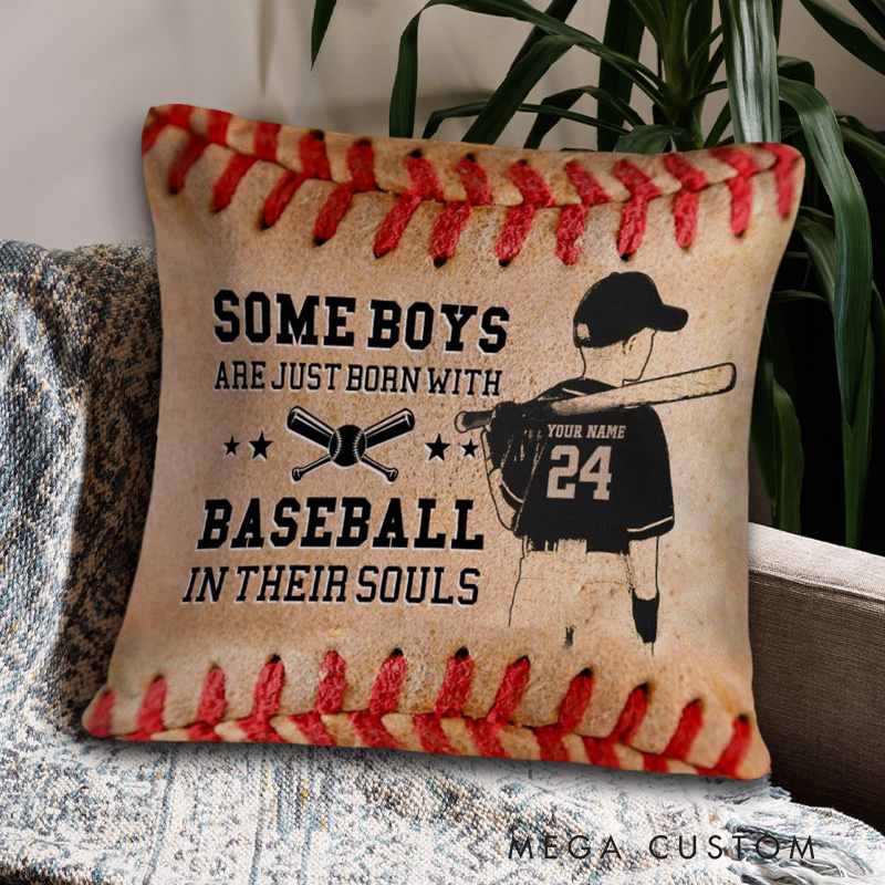 Personalized Baseball Throw Pillow with Custom Name, Number, and Heartfelt Quote