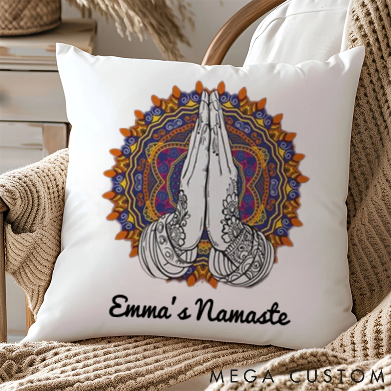 Personalized Mandala Pattern Pillows Hands Folded Pillows Yoga Pillows Gift Idea for Yoga Lover