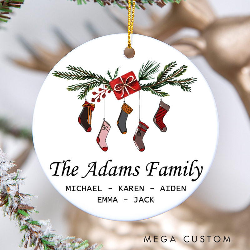 Personalized Ceramic Christmas Ornament for New Home Custom Family Name Stockings Design Perfect Housewarming Gift Holiday Decor