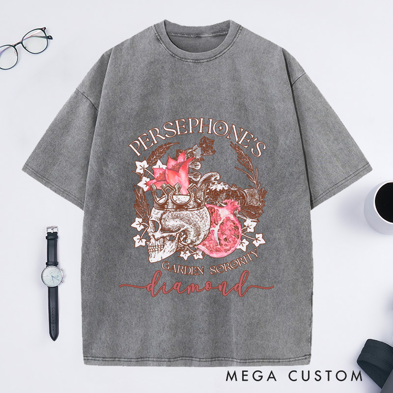 Personalized Persephone's Garden Washed T-Shirts Garden Sorority Shirt Book Lover Shirt Garden Club Shirt Cora Hades Olympus Goddess Shirt