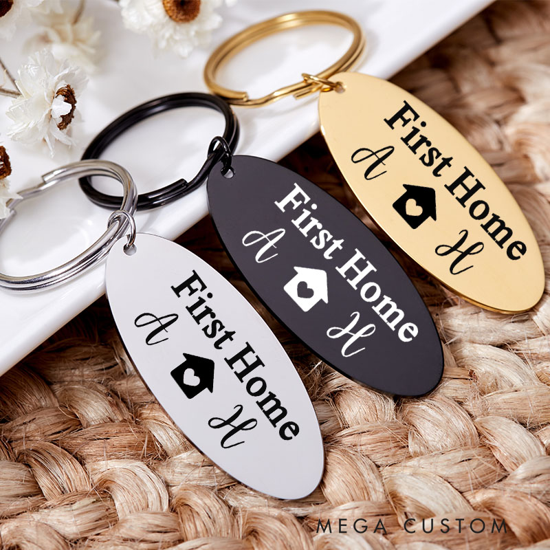 Personalized First Home Keyrings New Home Keyrings Couples Keychain Gift First House Gift Wedding Housewarming Gift Home Owner Gift