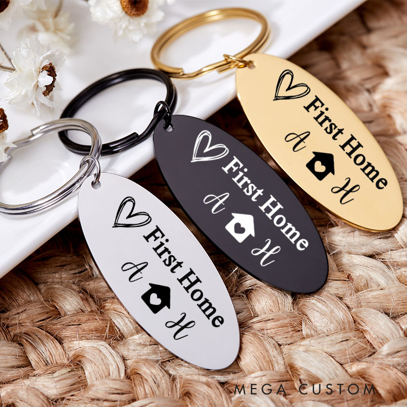 Personalized New Home First Home Keychain Custom Gift Matching Couple Keyrings for New Home Gift Housewarming Gift Just Married Valentines Gift