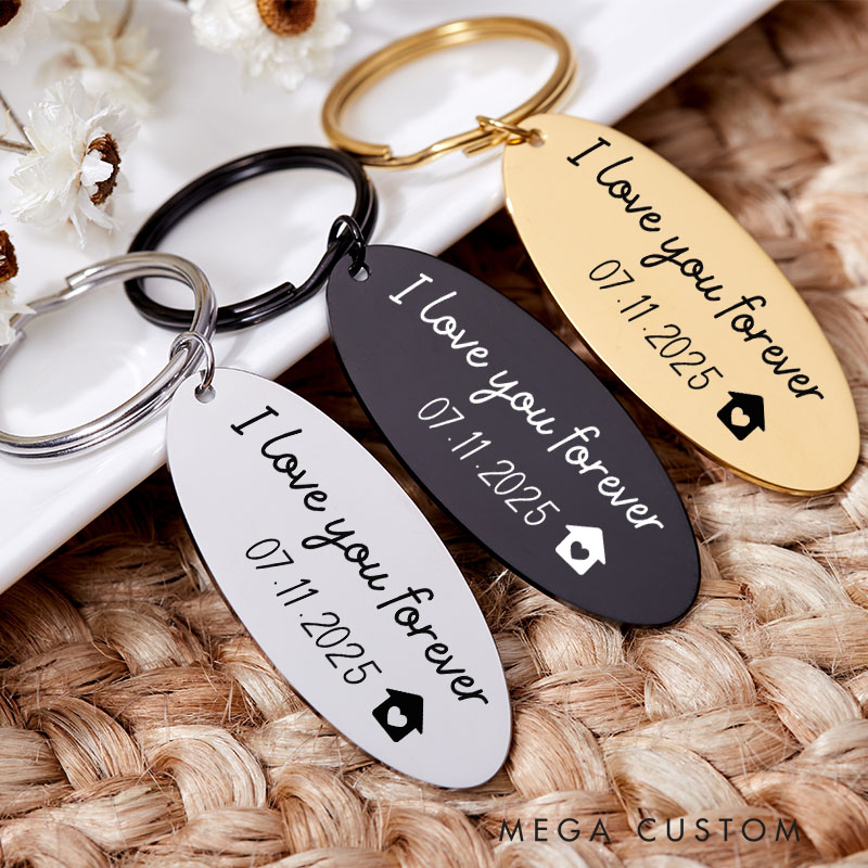 Personalized Housewarming Couples Keychain with Photo First Home Gift for Home Owner New Home Keyring Custom House Tag Housewarming Gifts Moving Gift