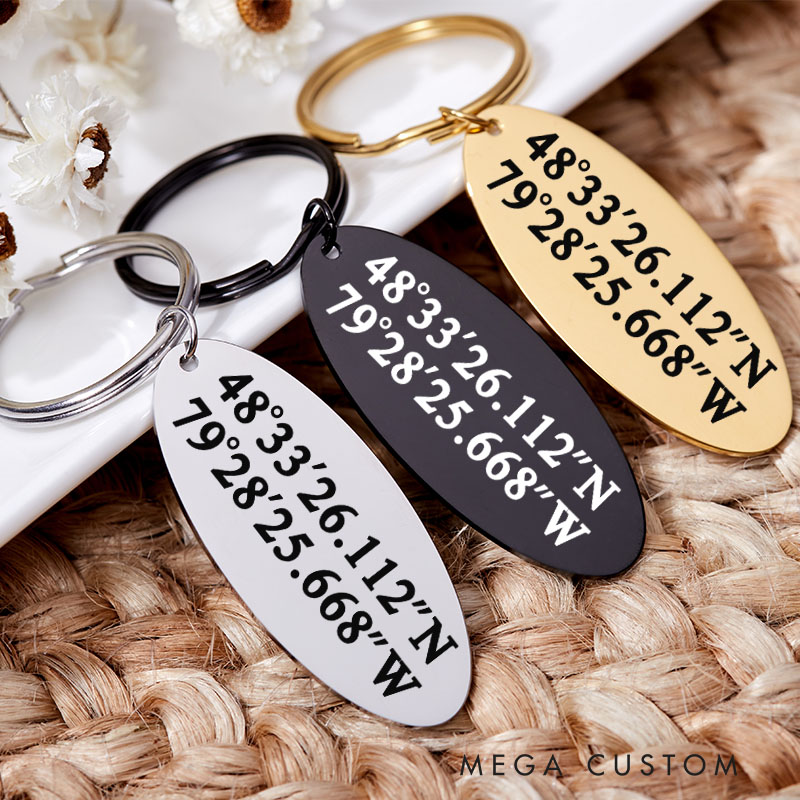 Personalized Longitude Latitude Keyring New Home Keychain Housewarming Key Chain Moving House Gift Housewarming Gift for Homeowner