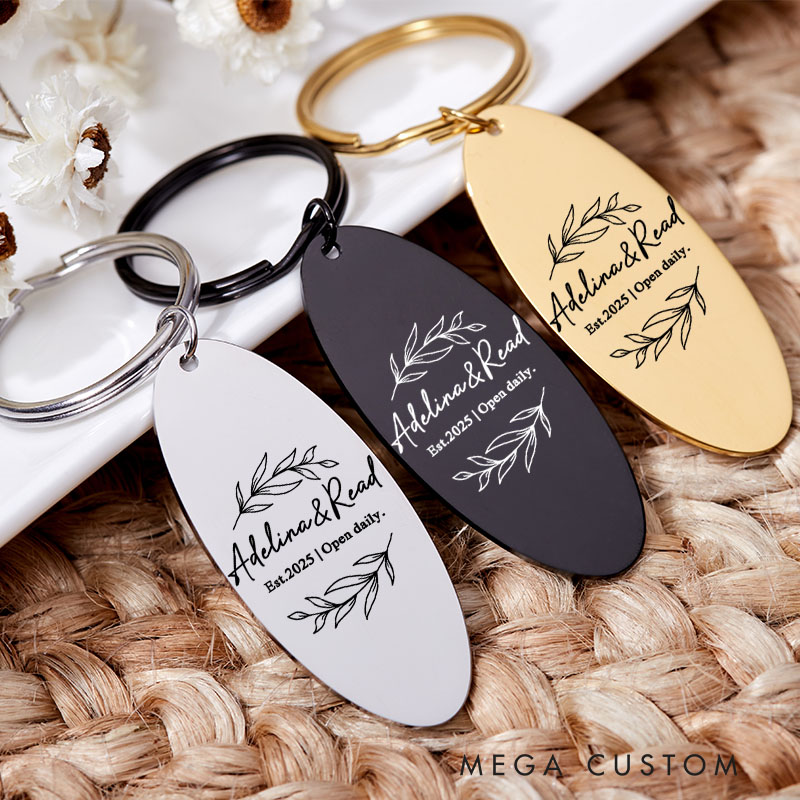 Personalized New Home Keyring with Couples Name Engraved House Warming Key Chain Moving House Gift First Home Keyrings His and Hers Homeowner