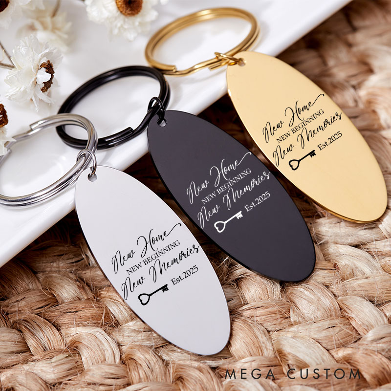 Personalized New Home Keyring Custom New Memories New Beginnings Keychain Housewarming Gift First Home Key Chain New House Gift Moving House Gift 