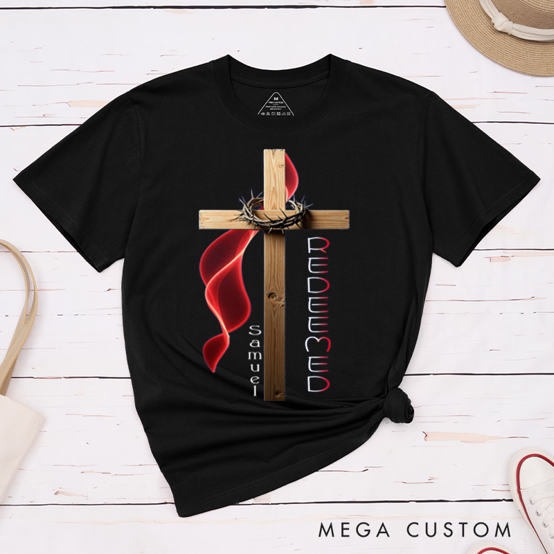 Personalized Redeemed Grace Through Sacrifice Classic T-Shirt with Cross and Thorns Christian Shirt Christmas Easter Gift for Yourself