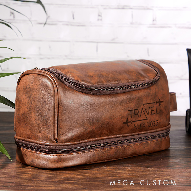 Personalized Travel Lover Toiletry Bag Leather Toiletry Bag Gift for Traveling Lovers Cool Travel Gift for Him