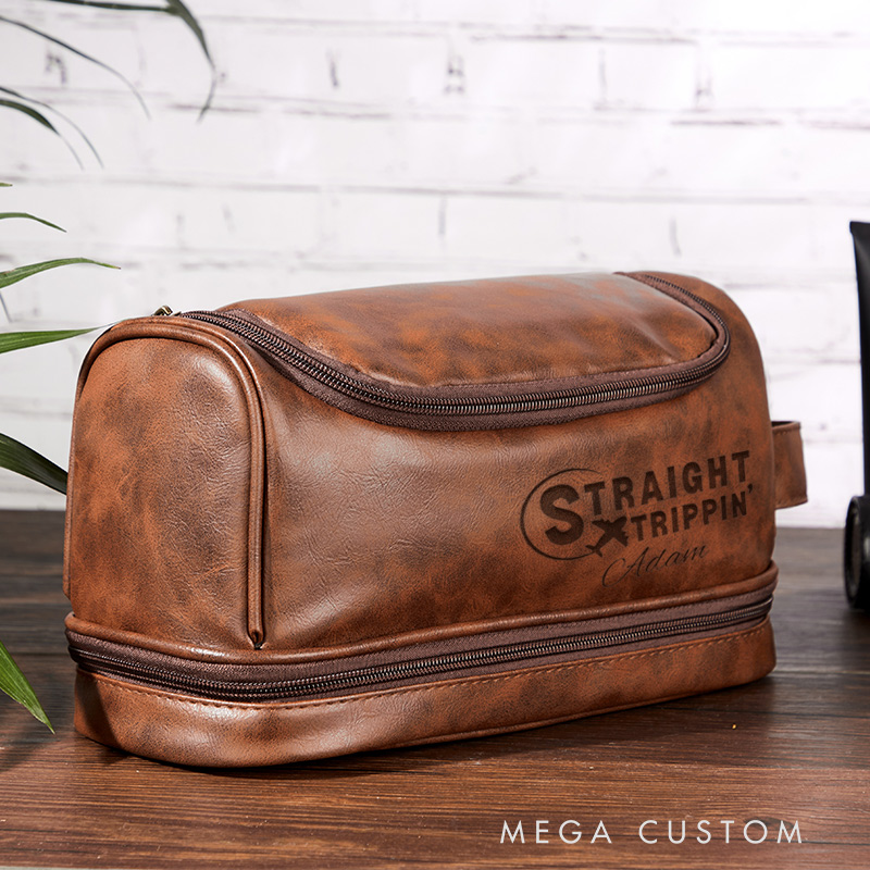 Personalized Straight Trippin Toiletry Bag Leather Toiletry Bag Gift for Traveling Lovers Cool Travel Gift for Him