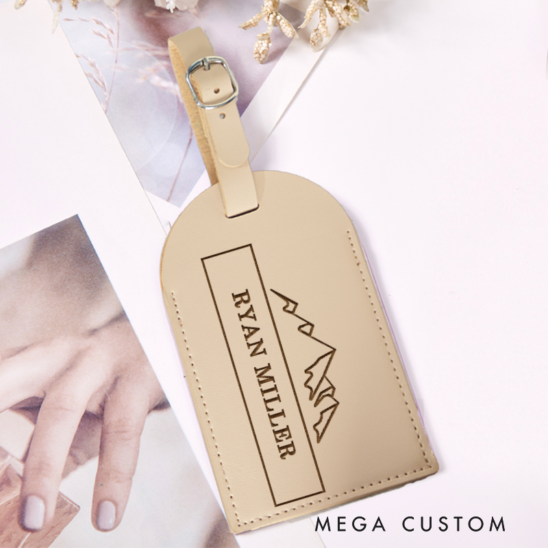 Personalized Leather Luggage Tag for Traveling Lovers Custom Travel Gift for Adventure