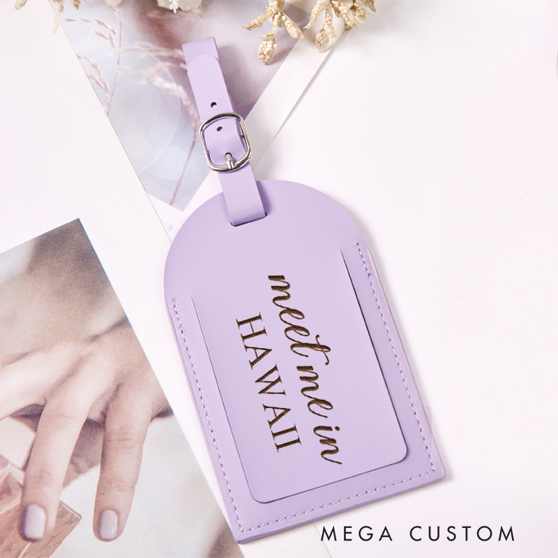 Personalized Meet Me in Hawaii Leather Luggage Tags Traveling Lovers Luggage Tag Travel Gift for Vacation