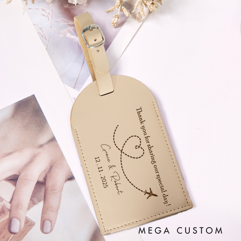 Personalized Sharing Our Special Day Leather Luggage Tags Traveling Lovers Luggage Tag Travel Gift for Couples Gift for Friends