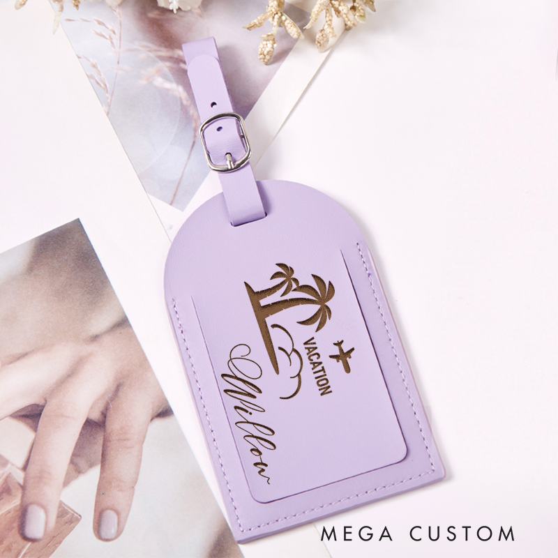 Personalized Beach Vacation Leather Luggage Tag for Traveling Lovers Gift for Vacation