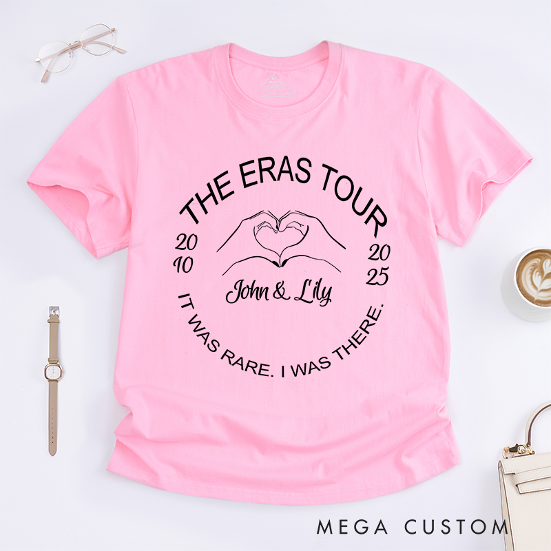 Personalized Classic T-Shirts Romantic Eras Tour and Heart Hands Graphic Tee Perfect for Couples and Concert Memories T-Shirt
