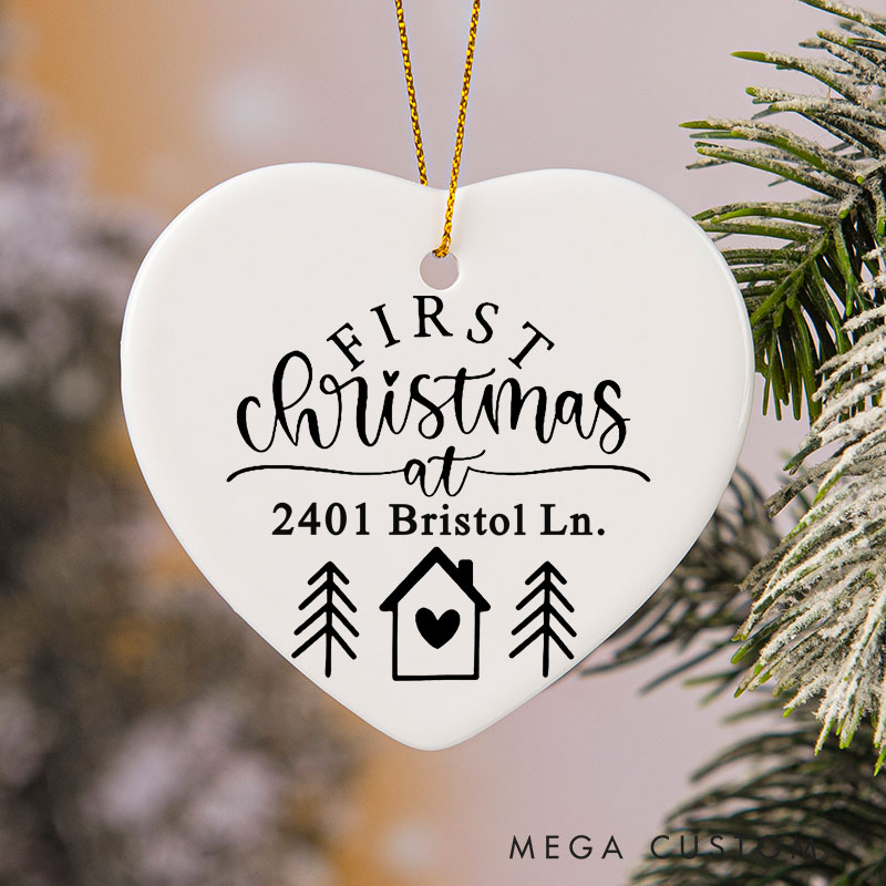 Personalized Housewarming First Christmas Ornament with Custom Name Address for Unique Memories