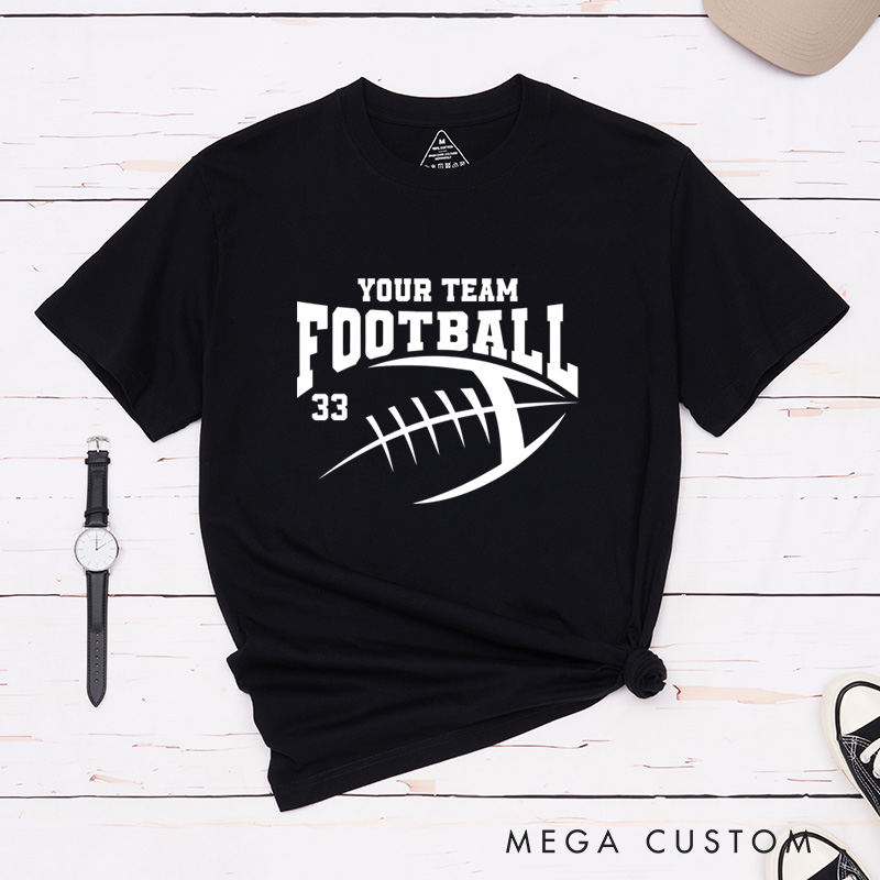 Personalized American Football T-Shirts with Custom Mascot Team Name and Number
