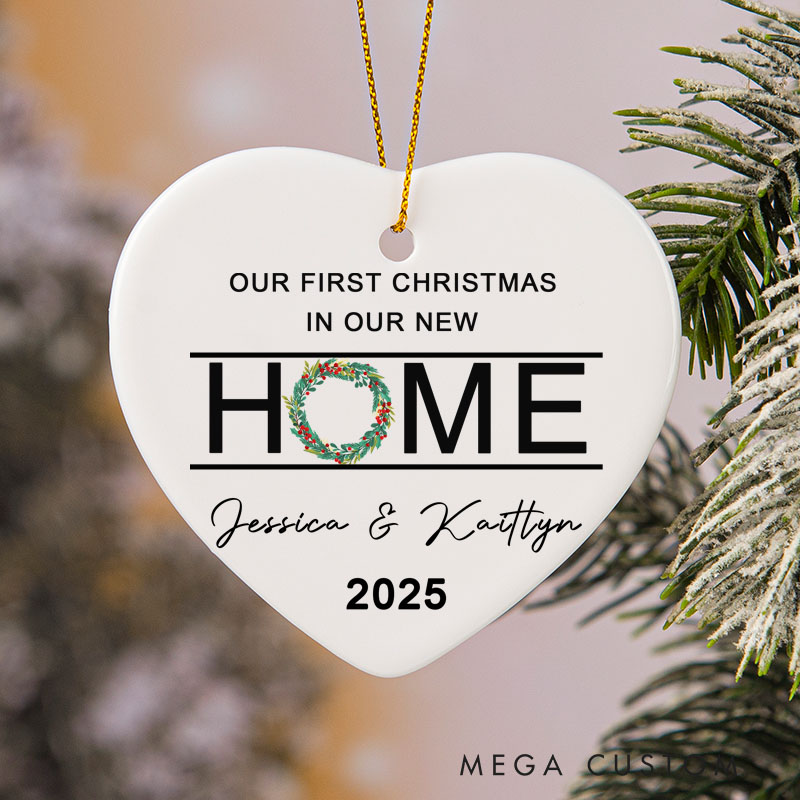 Personalized Housewarming Ornament First Christmas with Custom Name Year for Family