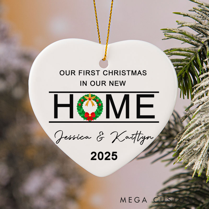 Personalized Custom Name Year First Christmas in Our New Home Ornament Holiday Gift
