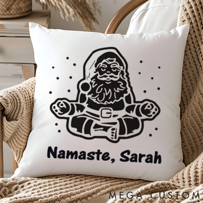 Personalized Namaste Santa Yoga Pillows Custom Name Yoga Pillows Gift Idea for Yoga Lover and Christmas Decor