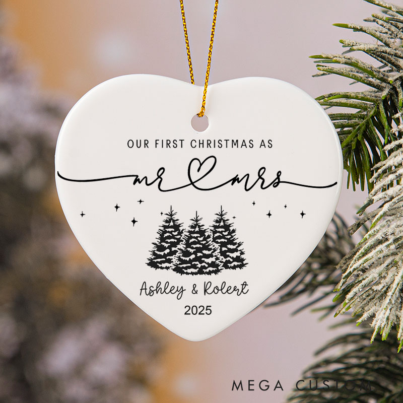 Personalized Housewarming First Christmas as Mr Mrs Ornament with Custom Name Year Couple Gift